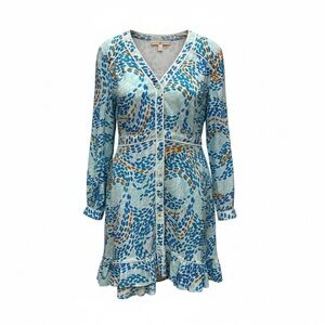 Marie Oliver Teal and Tan Long Sleeve Dress size 10